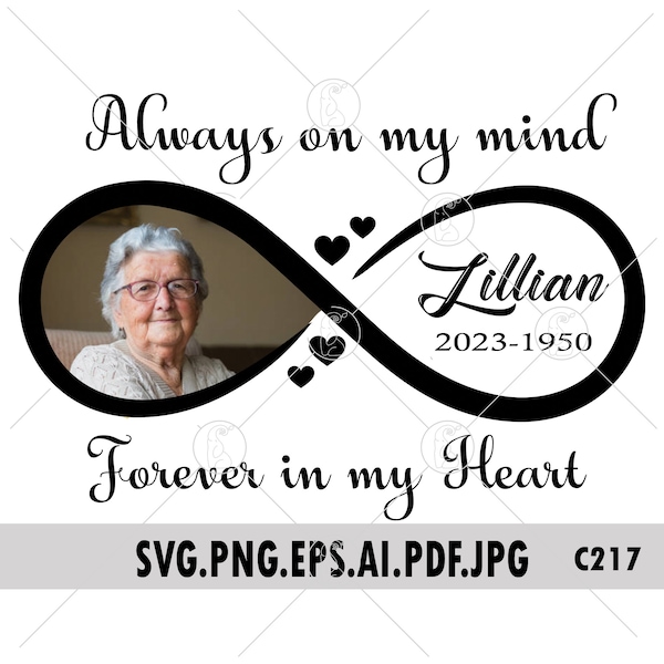 Always On My Mind Forever In My Heart, In Loving Memory Svg Files For Cricut, Memorial Quotes Svg Digital File, Rest In Peace Svg For Shirt