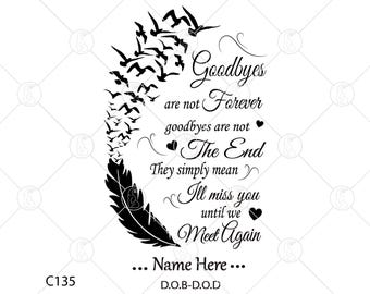 Memorial Svg, In Loving Memory Svg, Goodbyes Are Not Forever Svg, Birds Flying From Feather, Editable, Cricut, Silhouette, Instant Download
