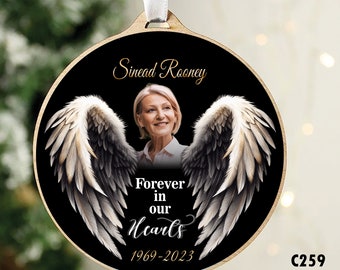 Forever In Our Hearts Angel Wing Ornament In Loving Memory Ornament Memorial Day Of The Dead Decorations PNG Files For Sublimation Design