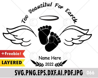 Ali d'angelo in memoria della perdita di un neonato SVG PNG: ricordo del bambino (file digitali)