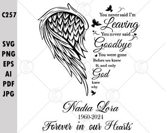 Citazione di ali d'angelo commemorative SVG PNG: regalo in amorevole ricordo (download digitale)