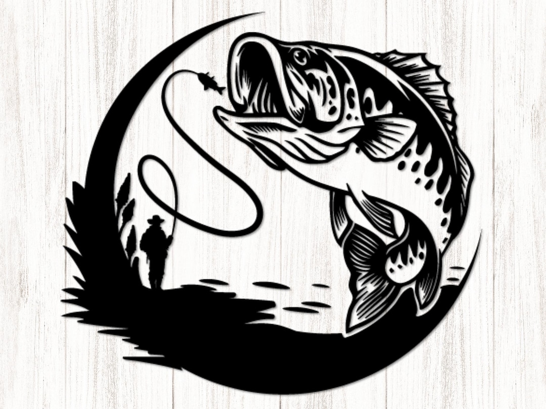 Bass Jumping Out of Water SVG, Detailed Fishing Svg, Jumping Fish Svg ...