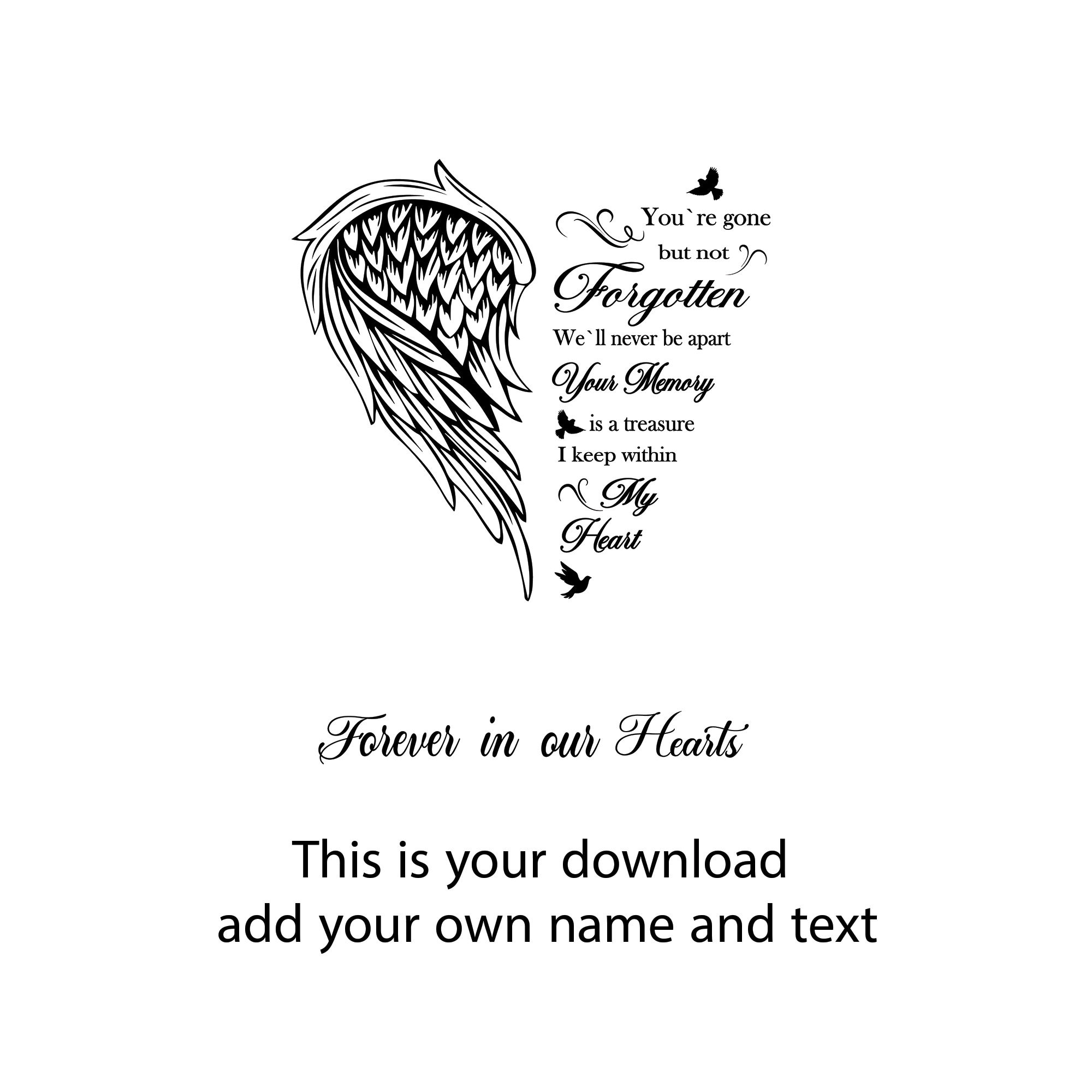 Memorial Angel Wings SVG: Remembrance Quote, Rest in Peace (digital Files)  - Etsy, image size:2000x2000