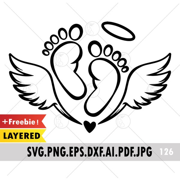 Baby Feet Angel Wings Svg, Infant Baby Loss Angel Miscarriages Svg, Miscarriages Svg, Infant Loss Svg, SVG File for Cricut Silhouette