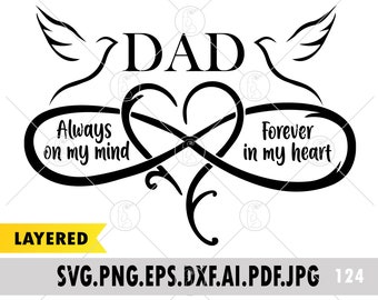 Dad Memorial SVG Always In My Mind Forever In My Heart SVG Dad Loss Svg In Memory Of Dad Svg In Loving Memory Svg Rest In Peace Svg