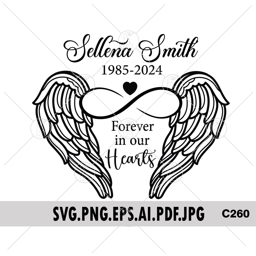 Forever in Our Hearts Memorial Angel Wings Infinity Custom Gift in