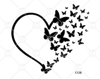 Butterfly Heart Valentine SVG PNG Butterfly Heart Svg Heart Butterfly Svg Butterfly Wings Svg Butterfly Valentine Stencil Heart Svg  