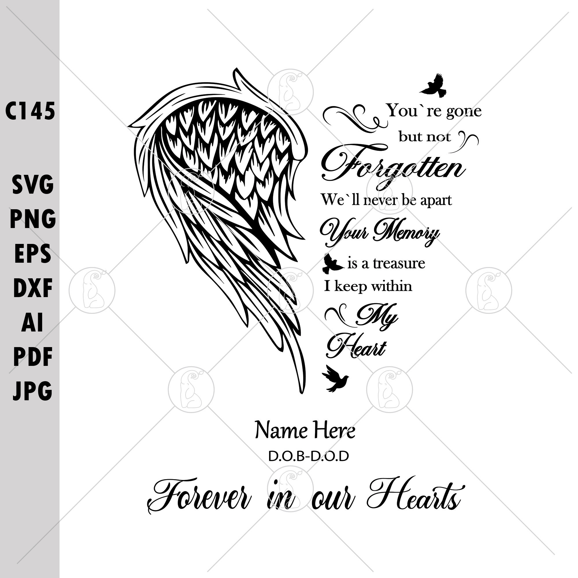 Memorial Angel Wings SVG: Remembrance Quote, Rest in Peace (digital Files)  - Etsy, image size:2000x2000