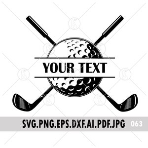 Golf Svg, Crossed Golf Clubs Split Name Frame Svg, Golf Monogram Svg, Golf Name Frame Svg, Golf Ball Svg, Golf Club Svg, Custom Golf Svg