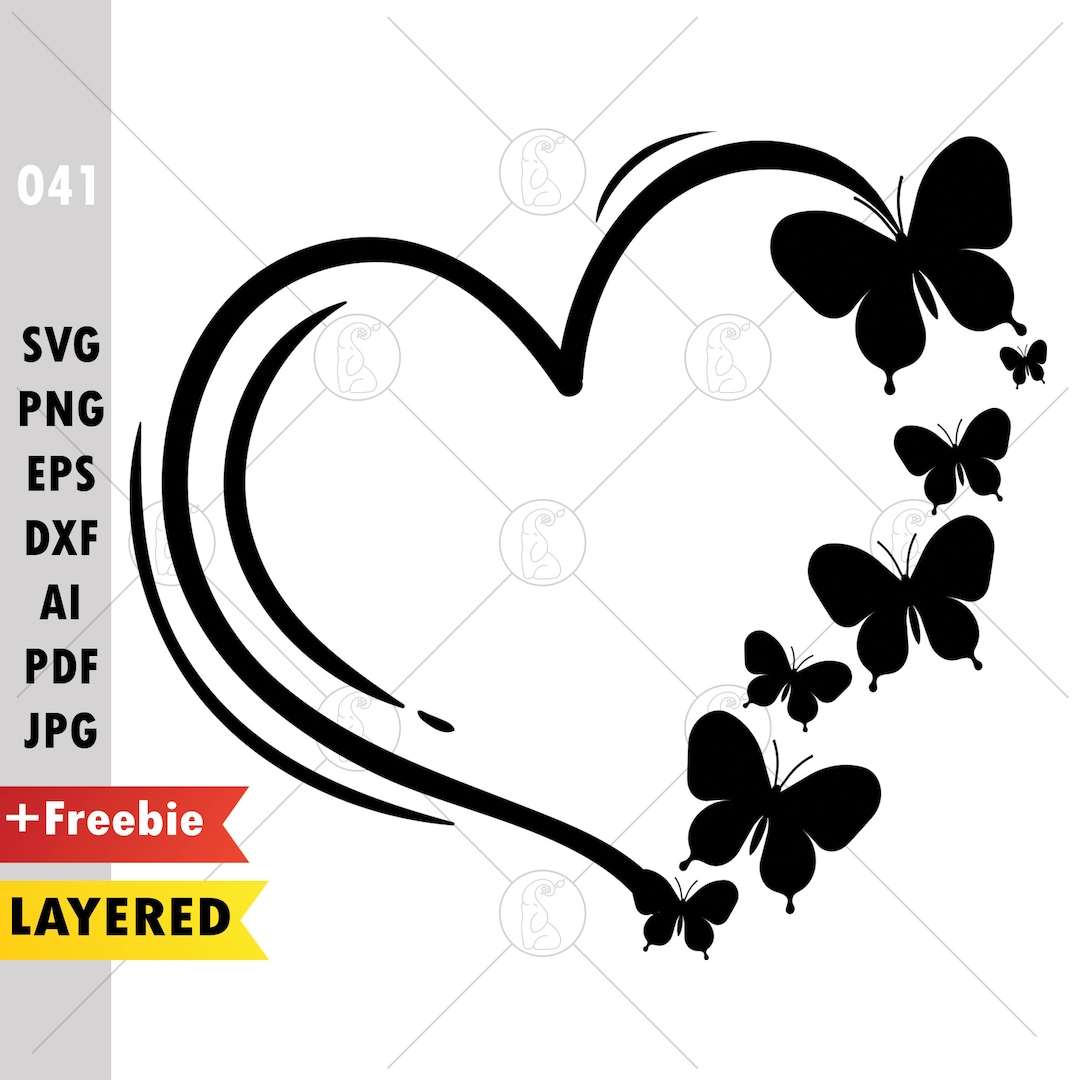 Butterfly Heart Svg, Heart Svg, Valentine Svg, Butterfly Svg