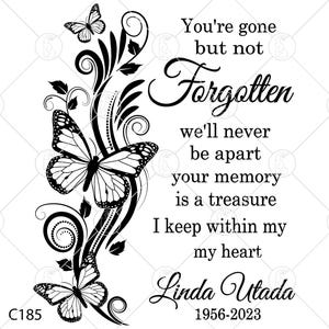 In Memory of Svg, Memorial Png, In Loving Memory Svg, You&#39;re Gone But Not Forgotten, Instant Download, Cricut, Silhouette, Editable