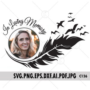 In Loving Memory Flying Birds From Feather Memorial Custom Gift Rest In Peace Personalize Add Name Date Photo Gift Remembrance SVG PNG Files