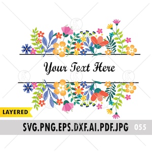 Floral Border SVG: Flower Monogram Frame (Digital Download)