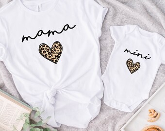 Mama & Mini Leopard Heart Matching T-Shirt/Baby Vest