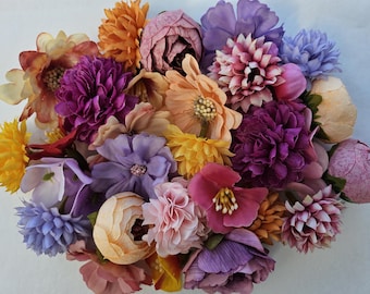 25 pcs Artificial Silk Flowers Mixed Colours Faux Flower Craft Heads