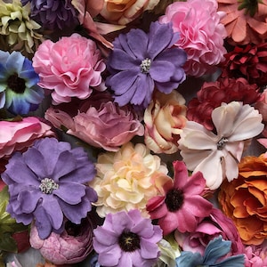 25 pcs Artificial Silk Flowers Mixed Colours Faux Flower Craft Heads