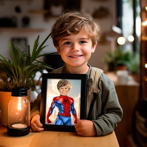 Custom portrait from photo, Superhero portrait, Gift For Kids, Baby portrait, Personalized Gifts For Child, Birthday Gift Idea, Gift for Son