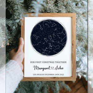 Nuestra primera Navidad juntos, mapa estelar del cielo por fecha y constelación, tarjeta personalizada con el cielo nocturno, regalo para él o para ella, regalo personalizado para pareja