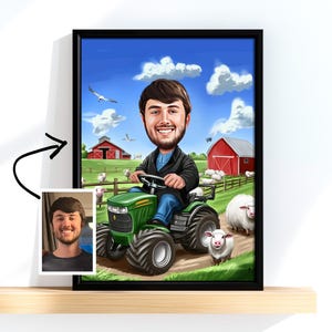 Custom Farmer Cartoon Portrait, Farmer Caricature, Farmer Gift, Farmer Cartoon, Farmer Caricature from Photo, Funny Farmer Caricature