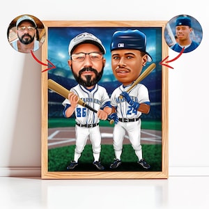 Portrait personnalisé de joueur de baseball, caricature à partir d'une photo, cadeau pour un fan de baseball, cadeau pour les amateurs de baseball, dessin de joueur de baseball masculin