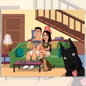 Personalized Couple Portrait, Portrait From Your Photo, Custom Cartoon Portrait, American Dad Custom Portrait, Funny Gift For Couple
