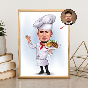 Chef Gift for Men, Custom Chef portrait, Male Chef Caricature from Photo, Chef Cartoon Portrait, Personalized Chef Gift, Chef Gift for Him