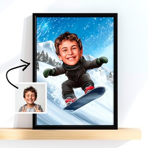 Snowboarder Gift - Custom Caricature From Photo, Snowboard Caricature, Snowboard Lover, Snowboard Cartoon, Funny Snowboard Caricature