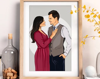 Personalized Couple Portrait, Portrait From Photo, Anniversary & Wedding Gifts, Boyfriend gift, Girlfriend Gift, Birthday Gift