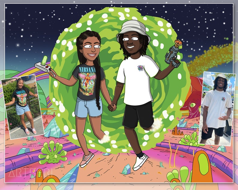 Custom Couple Portrait From Photo, R and M Style, Personalized Portrait