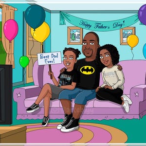 Custom Family Guy Style Portrait, Personalized Cartoon from Photo, Father's Day Gift for Dad, Funny Gift for Husband or Grandpa