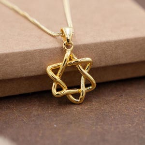 Gold Star of David Pendant, Magen David Unisex Pendant, Judaica Jewelry Jewish Gift from Israel, Silver and Gold artistic Israeli Pendant
