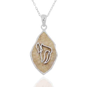 Silver Chai Jerusalem Stone Pendant, Judaica Chai Necklace with Jerusalem Stone from the Holy Land, Jewish Gift for Woman, Gift from Israel