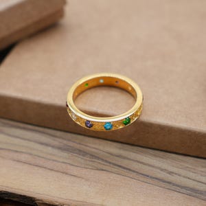 Goudgekozen ring met 12 stenen, 12 Tribes of Israel Judaïca-ring, Hebreeuwse spirituele beschermingsring met veelkleurige CZ, cadeau uit Israël
