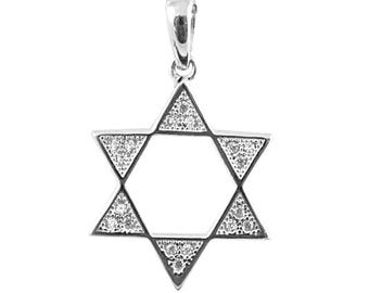 Star of David Necklace - 925 Sterling Silver and With CZ - Magen David Pendant - Judaica Jewelry - Israeli Design - Jewish Gift