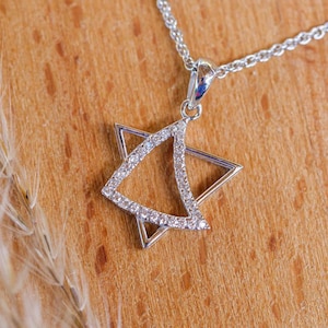 Silver Star of David Pendant, Magen David Necklace, Israeli Hebrew Judaical Jewelry, Handmade Jewish Gift for Woman Designed in Jerusalem
