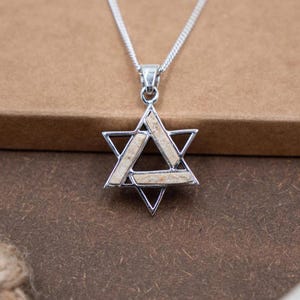 Silver Star of David Pendant with Jerusalem Stone, Magen David Necklace for woman, Jewish Gift from Israel, Silver Israeli Design Pendant
