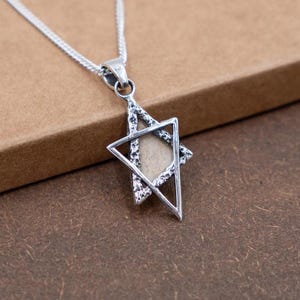 Silver Jerusalem Stone Star of David Pendant, Magen David Stone Pendant, Judaica Jewish Gift for Women, Tiny Silver Israeli Pendant for her