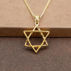 Gold Star of David Pendant, Magen David Unisex Pendant, Judaica Necklace Jewish Gift for Men and Women, Silver and Gold Israeli Pendant
