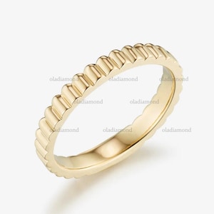 Ribbed Wedding Ring 14K Rose Yellow White Gold Band Minimalist Designed Thin Fine Jewelry Birthdays Valentine&#39;s Day Christmas Gift Silver