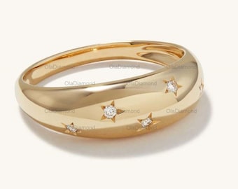 Moissanite Starburst 585er Goldring: Himmlischer Schmuck