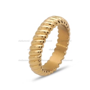 Thick Minimalist Ring, 14k Gold Ribbed Gold Ring, Gold Plated Ring, Sterling Silver Ring, Minimalist Wedding Band, Jewelry, Gift For Her