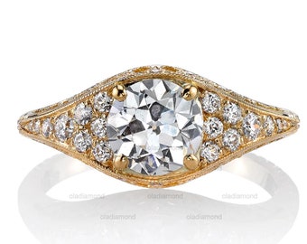 Art Deco Round Moissanite Anillo de boda 14k Oro Moissanite Anillo de compromiso Vintage Moissanite Anillo de compromiso Anillo Moissanite hecho a mano Anillo Moissanite