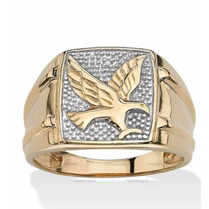 14K Solid Gold Eagle Ring, 925 Sterling Silver Eagle Ring, Men's Signet Ring, Eagle Men Ring, Men Eagle Ring, Vulture Ring, Husband Gift,