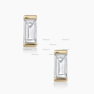 Confetti Ear Studs, Baguette Cut Moissanite Stud Earrings, Minimal Studs, 14K Gold Stud, Gold Plated Suds, Sterling Silver Earrings For Her