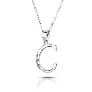 Collar con colgante de letra C, oro macizo de 14 k y moissanita, oro macizo de 10 k y moissanita.