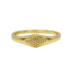 14k Yellow Gold Raised Circle Rhombus Shape Signet Ring Personalized Ring Mini Circle Dainty Ring Minimalist Silver Ring 925 Sterling Silver