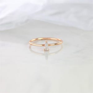 Taper Baguette Cut Solitaire Minimalist Ring, 10k Solid Gold Taper Baguette Moissanite Solitaire Minimalist Ring, Anniversary Gift For Her
