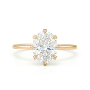 1 karaat 14K gouden ovale lab-gegroeide diamanten solitaire verlovingsring sierlijke 8-tandenset statement stapelen jubileumcadeau