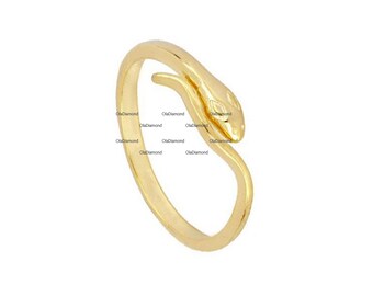 14K Gold Snake Ring: Dainty Sterling Silver Stackable Animal Ring