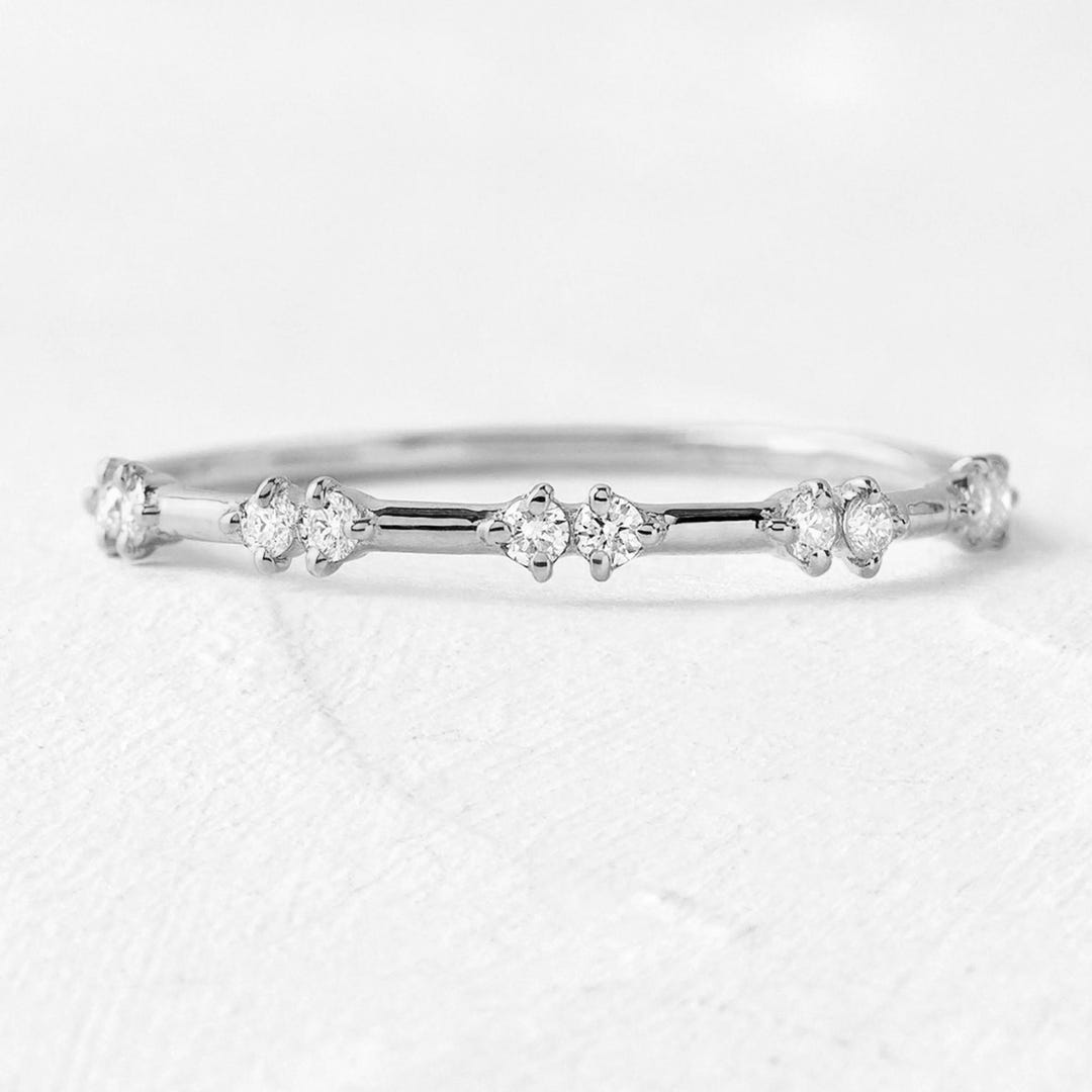 Moissanite Eternity Ring: 14k Gold Wedding Band - Etsy